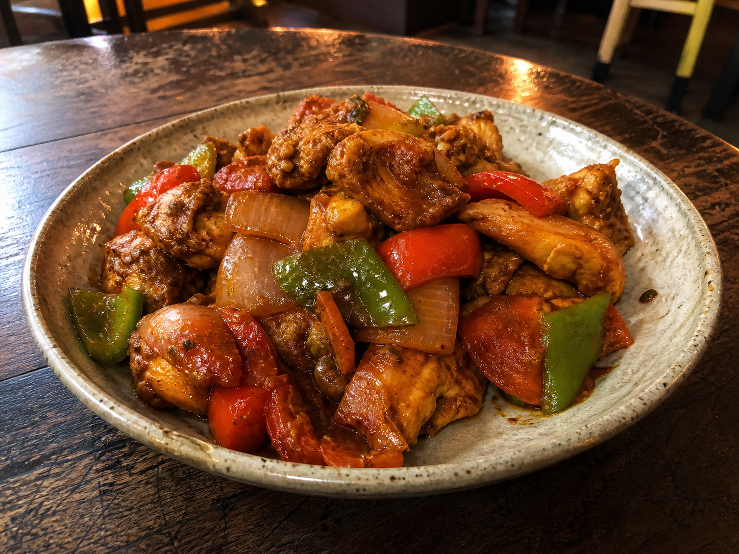 Chicken jhalfrazi with capsicum, onion and tomato