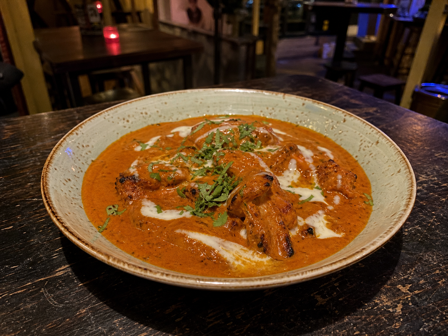 Chicken tikka makhani in buttery creamy curry